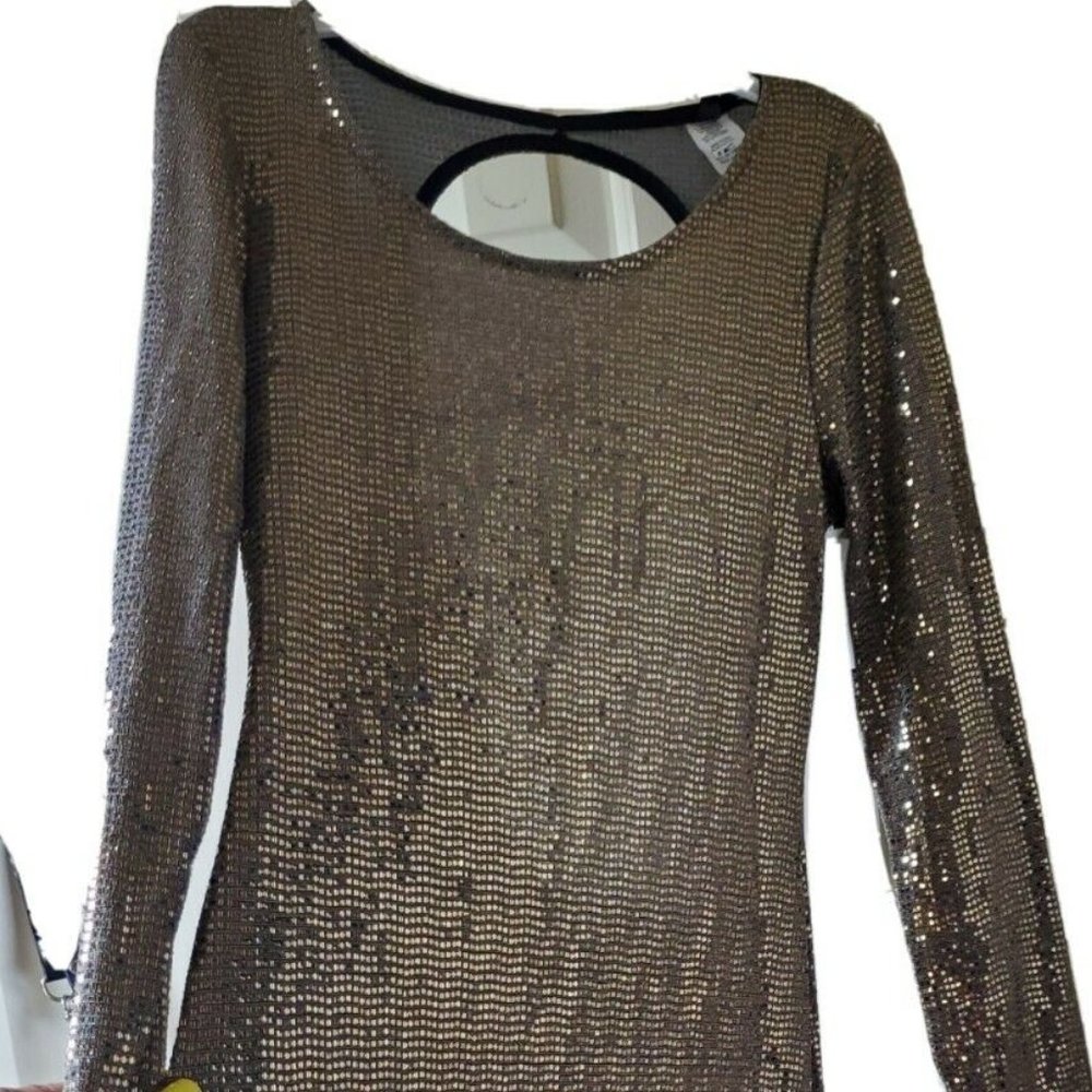 Ladies Sexy Black & Gold Metallic Party Dress